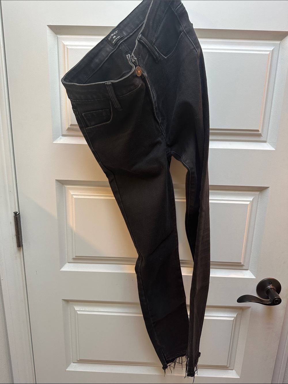 Just Black Women's Black Skinny Jeans with Raw Hem